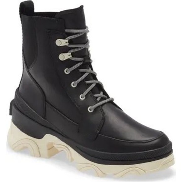 NWB: Sorel Ankle Boots Size 7.5 Brex Boot Lace WP Waterproof Black - Picture 1 of 11